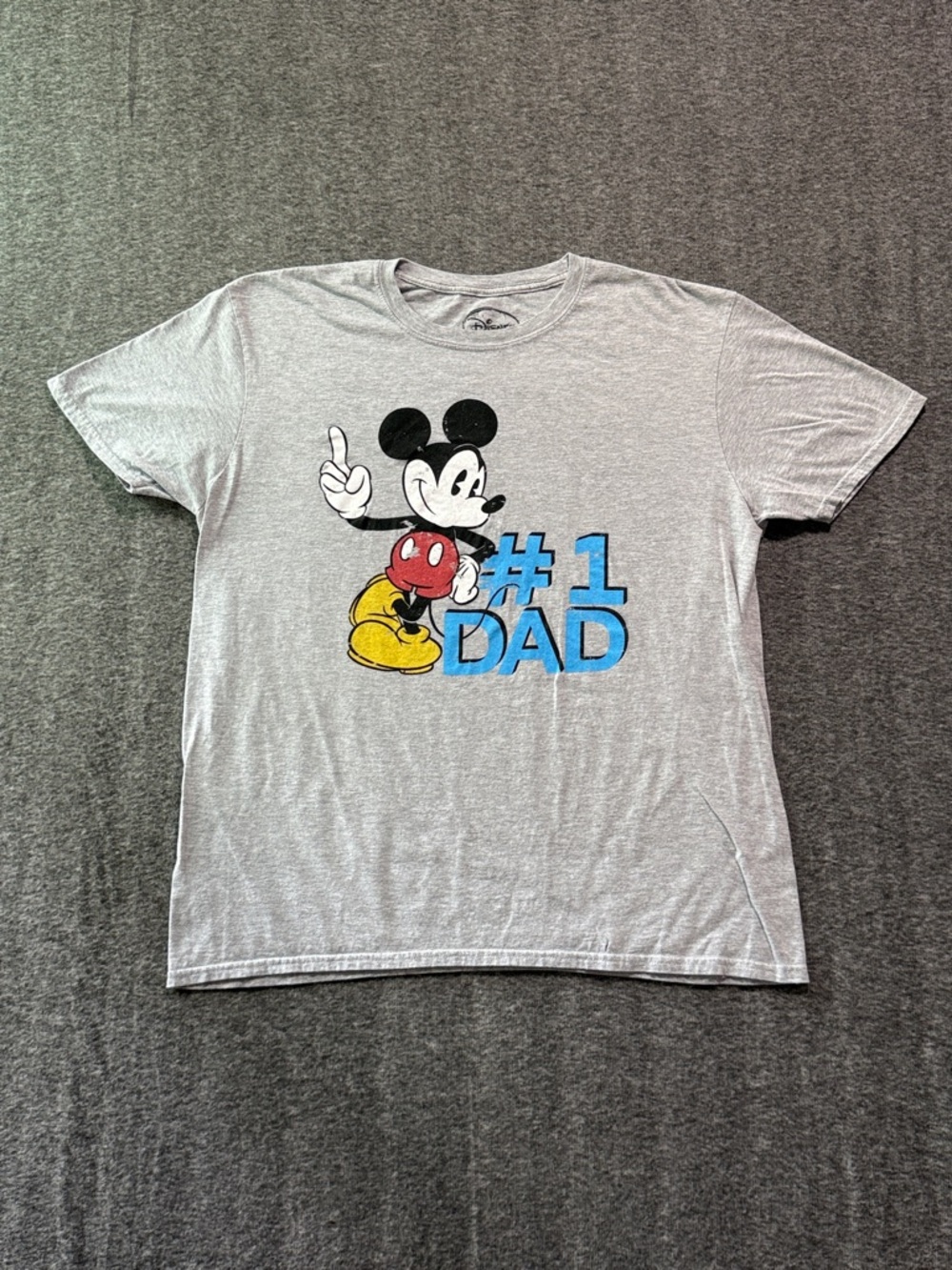 Disney Gray Tee with Mickey Mouse‎ #1 Dad Graphic Shirt Size XL